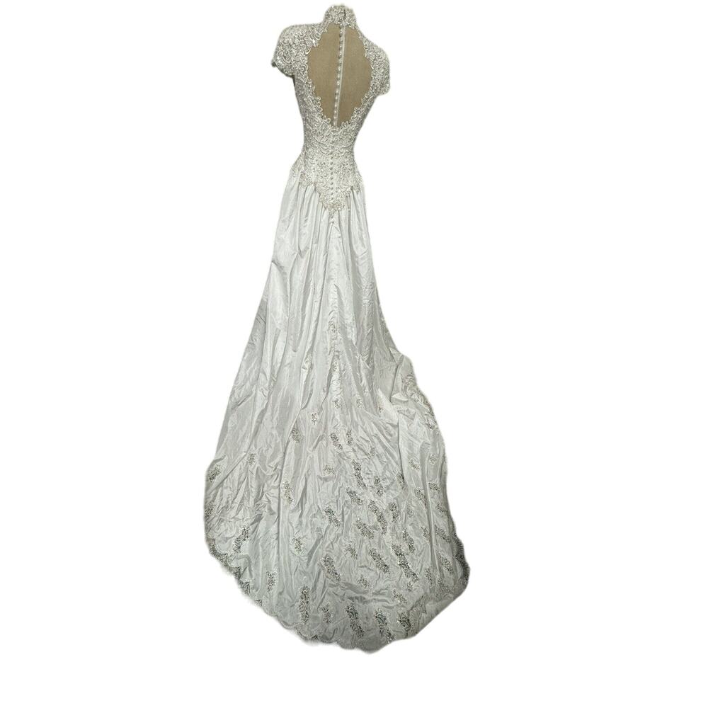 STUNNING BEADED‎ Venus Maxam Wedding Dress S Long Train PLZ READ!!!